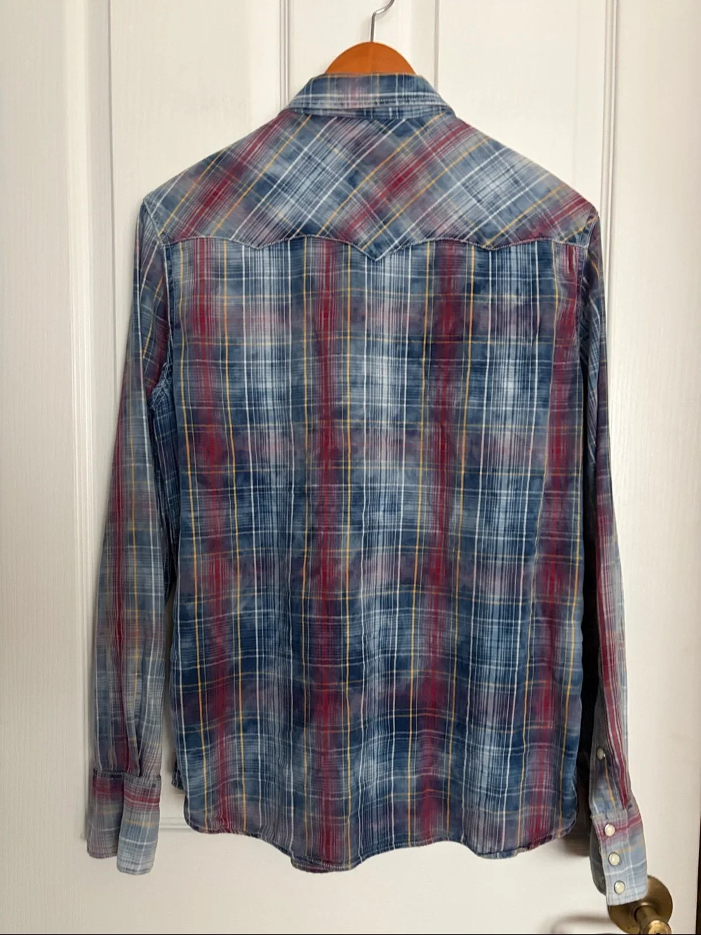 True Religion - Vintage-Inspired Blue Plaid Western Shirt